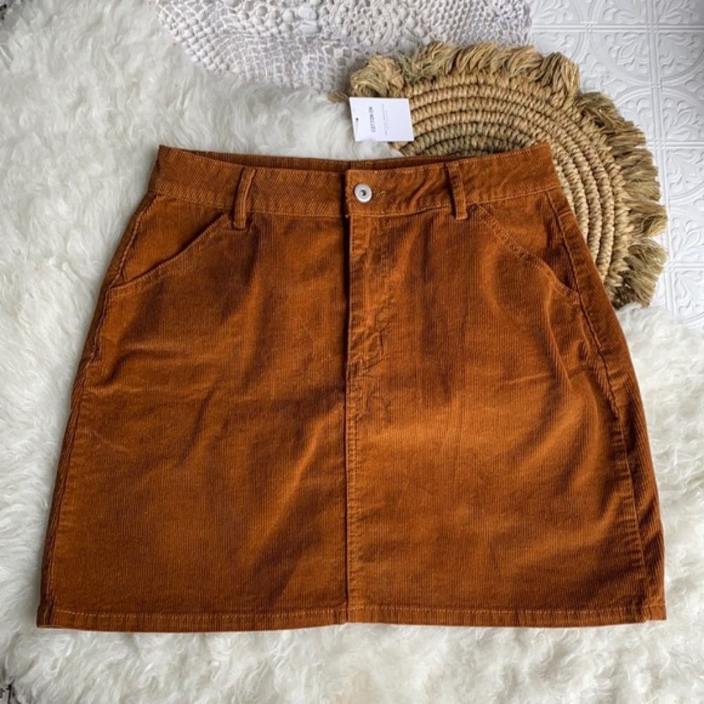 Cotton on rust corduroy mini skirt. Cotton on corduroy tan brown skirt NWT